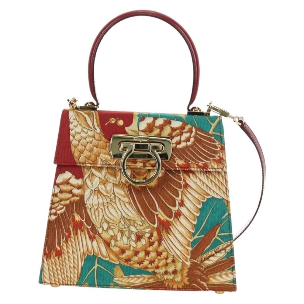 Salvatore Ferragamo Gancini Handbag Red Smooth